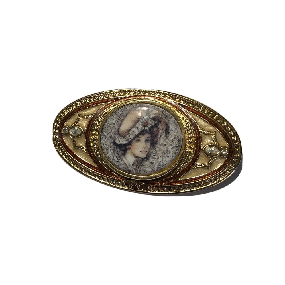 Vintage President's Club Enamel Rhinestone Cameo-Mrs. Albee-Signed PC